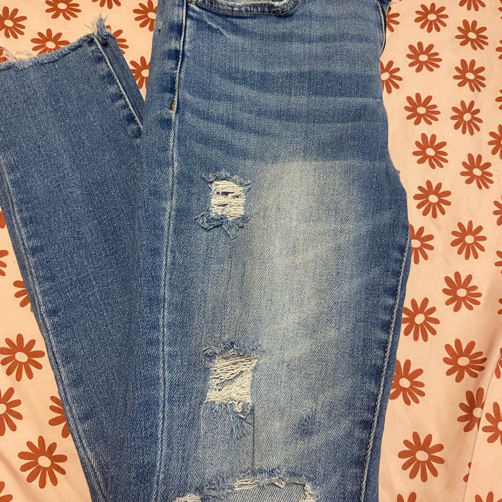 Distressed Blue Jeans